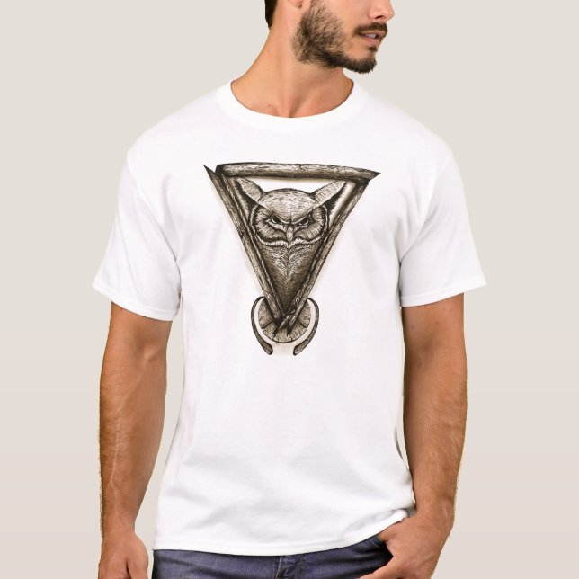 T-shirt de portrait de hibou, illustration (Devant)