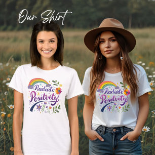 T-Shirt De Positivité Radiée, Arc-En-Ciel Graphiqu