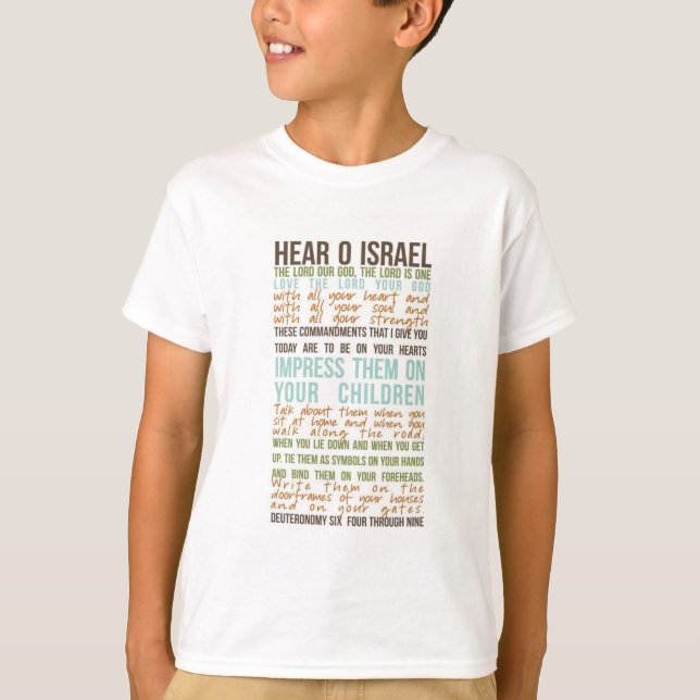 T-shirt de prière pour enfants Shema unisex (Devant)
