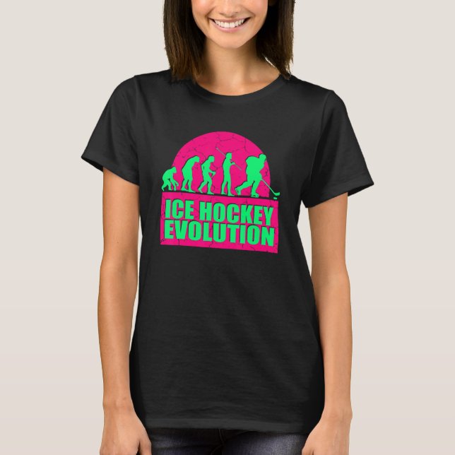 T-shirt De Primate À L'Évolution Humaine Du Hockey Sur Gla (Devant)