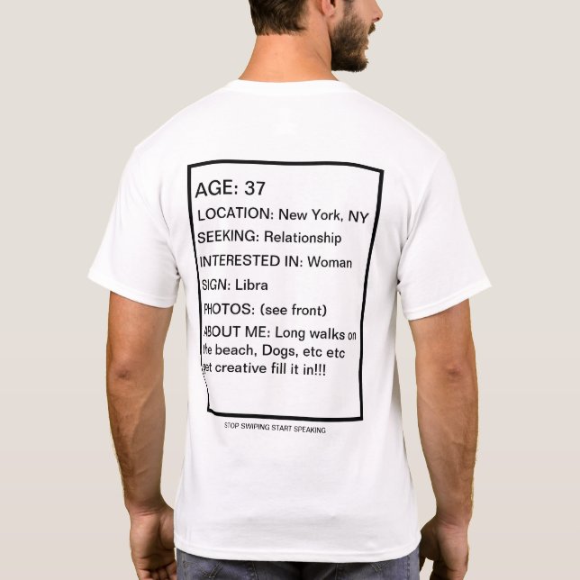 T-shirt de profil de datation (Dos)