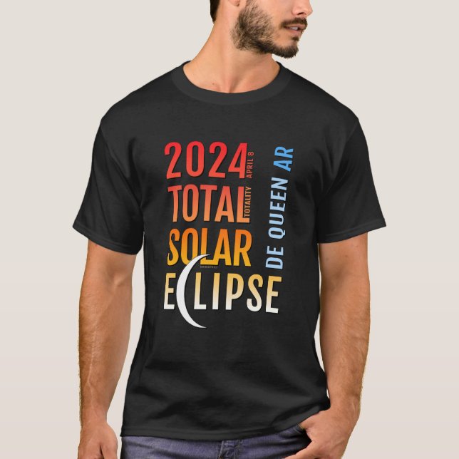 T-shirt De Queen Arkansas AR Total Solar Eclipse 2024 5 (Devant)