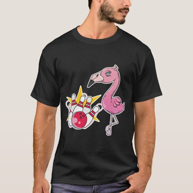 T-Shirt de quilles de bowling flamant drôle (Devant)