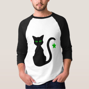 T-shirt de raglan de chat noir