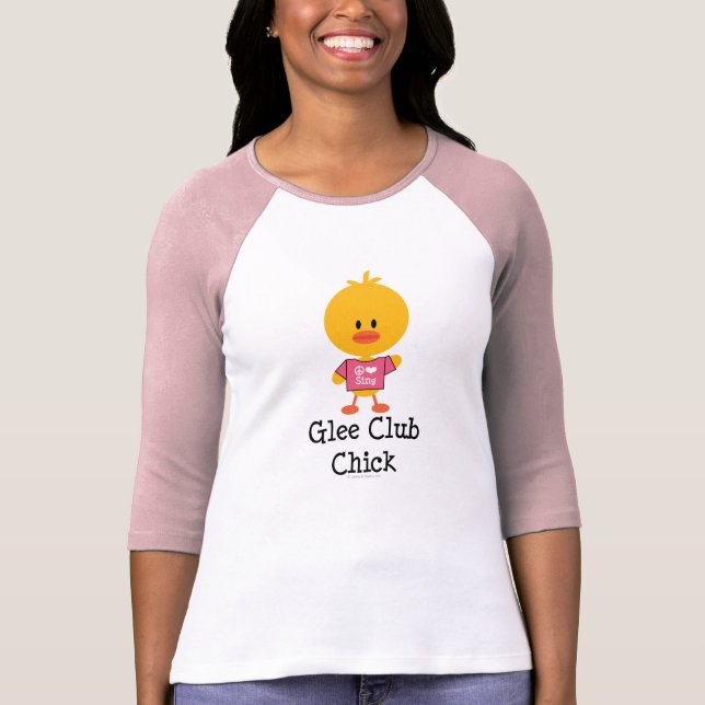 T-shirt de raglan de poussin de club d'allégresse (Devant)