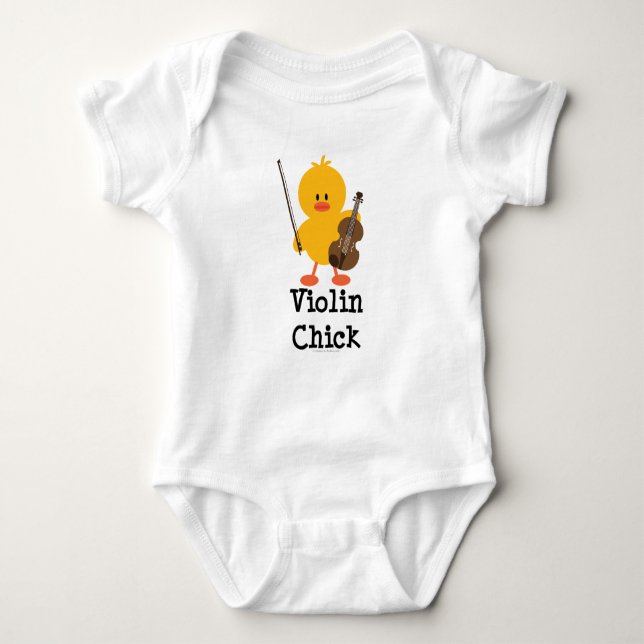 T-shirt de raglan de poussin de violon (Devant)
