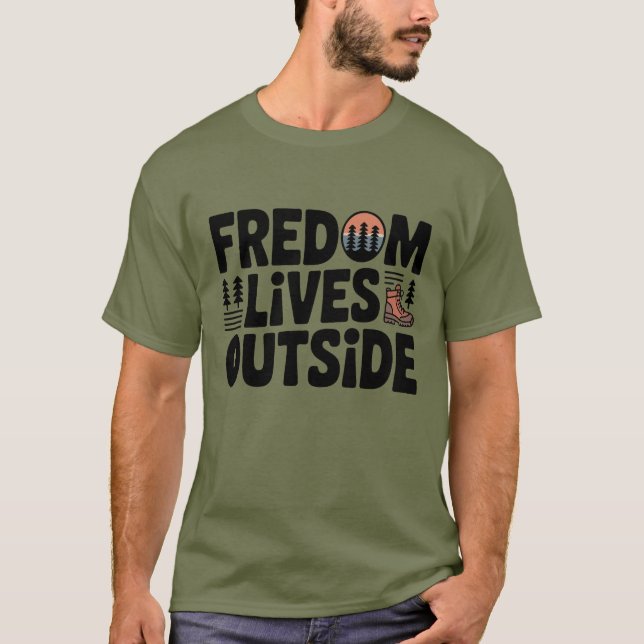 T-shirt de randonnée Liberté vit à l'extérieur (Devant)