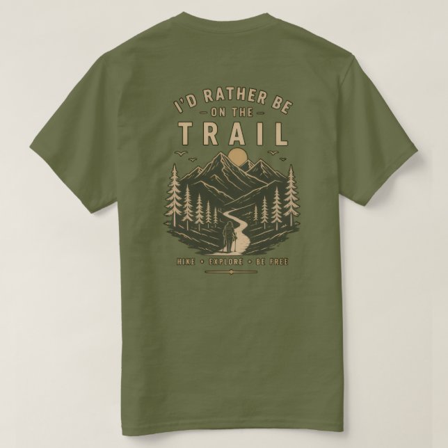 T-Shirt de Randonnée Vert Olive – Trails Call (Design dos)