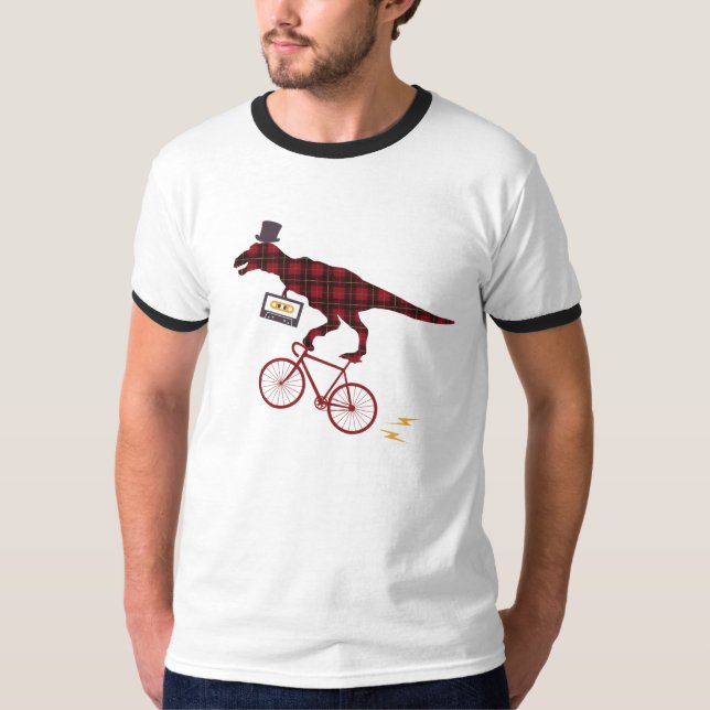 T-shirt de recyclage de dinosaure de plaid de (Devant)