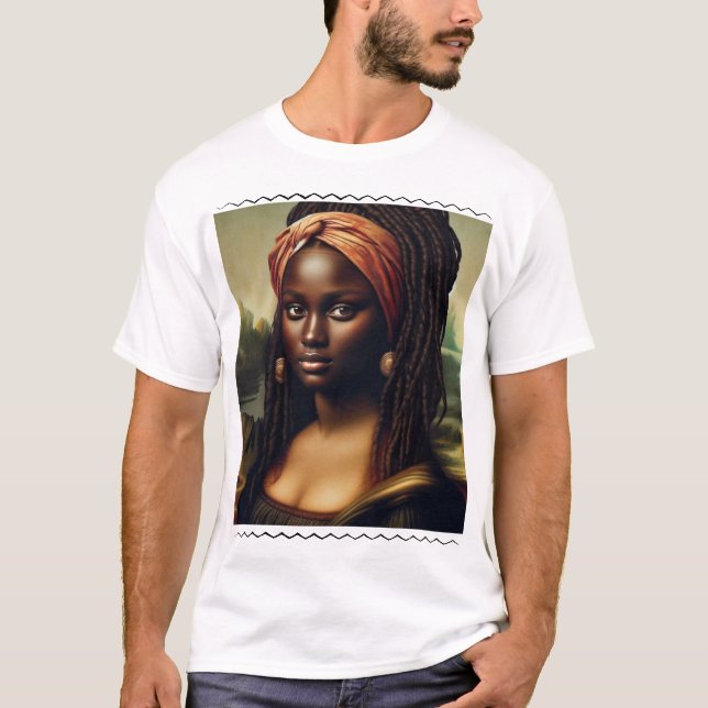 T-Shirt de relevé Mona Lisa en noir moderne (Devant)