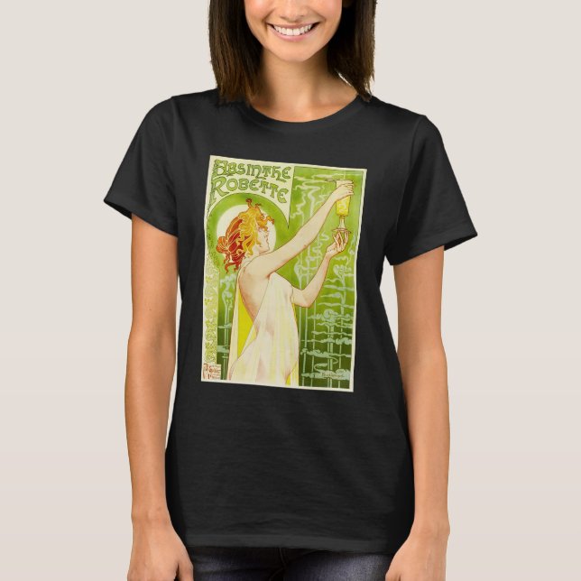 T-shirt de Robette d'absinthe d'Alphonse Mucha (Devant)