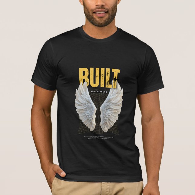 T-Shirt de rue moderne noir et jaune (Devant)