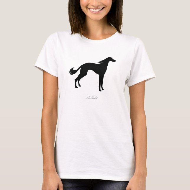 T-shirt de Saluki (silhouette noire) (Devant)