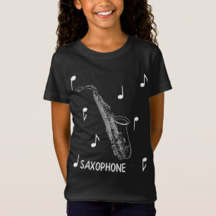 T-shirt de saxophone de notes musicales