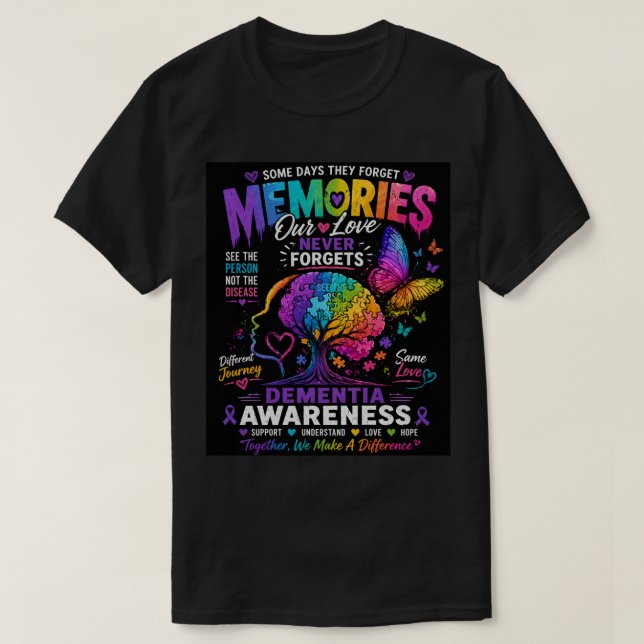 T-Shirt de sensibilisation à la démence - Souvenir (Design devant)