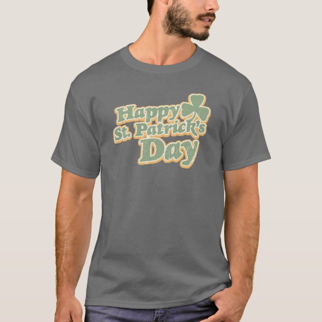T-shirt de shamrock du jour de St Patrick heureux (Devant)