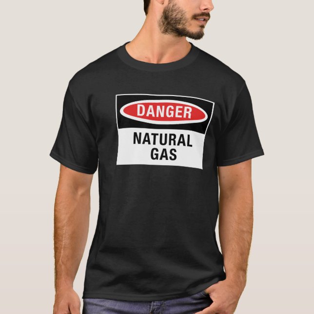 T-shirt de signe de gaz naturel de danger (Devant)