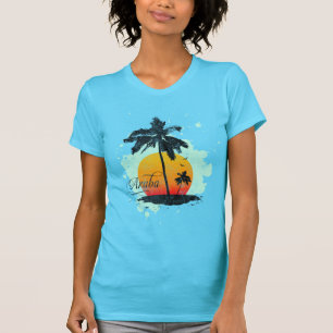 T-shirt de silhouette de palmier d'Aruba