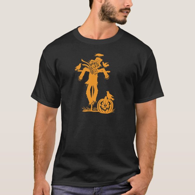 T-shirt de silhouette d'épouvantail de Halloween (Devant)