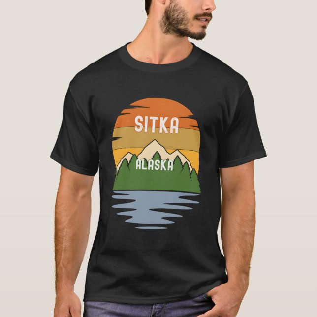 T-shirt De Sitka Alaska Vintage Sunset (Devant)
