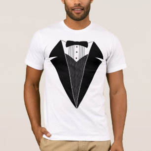 T-shirt de smoking, blanc avec Bowtie noir