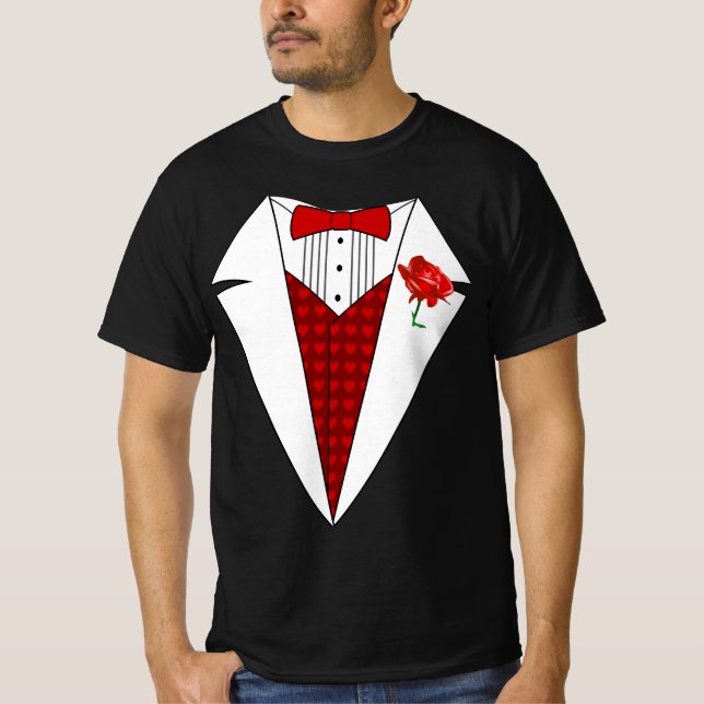 T-shirt de smoking d'amant de Saint-Valentin avec (Devant)