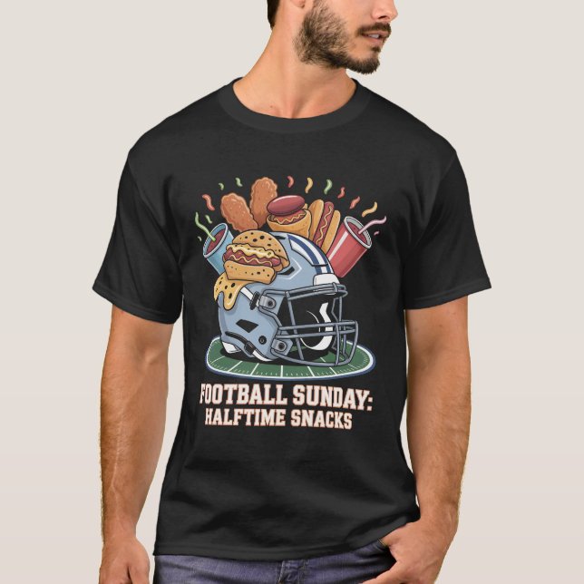 T-shirt de snacks rigolos du dimanche de football  (Devant)