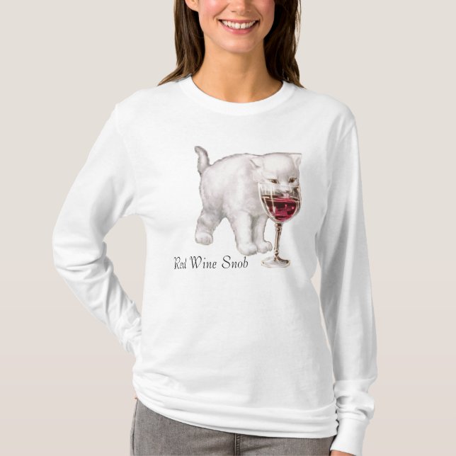 T-shirt de snob de chat de vin rouge (Devant)