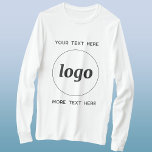 T-Shirt de société avec logo et texte simple<br><div class="desc">Ajoutez votre propre logo et le texte de votre choix à ce design. Supprimez le texte supérieur ou inférieur si vous préférez. Minimaliste et professionnel. Idéal pour la marque employeur,  pour les événements d'entreprise et les salons professionnels,  ou comme produit promotionnel pour vos clients.</div>
