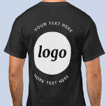 T-Shirt de société avec logo simple et texte<br><div class="desc">Ajoutez votre propre logo et le texte de votre choix à ce design d'impression au dos. Supprimez le texte supérieur ou inférieur si vous préférez. Minimaliste et professionnel. Idéal pour la marque employeur,  ou comme produit promotionnel pour vos clients et clients.</div>