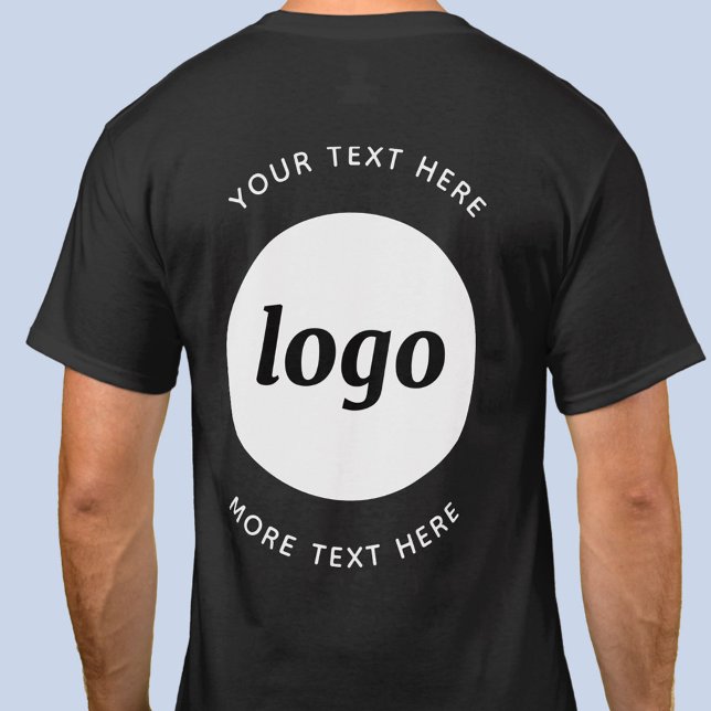 T-Shirt de société avec logo simple et texte (Simple logo with text promotional business back print t-shirt)