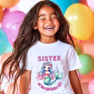 T-shirt de soeur sirène personnalisée de la fille