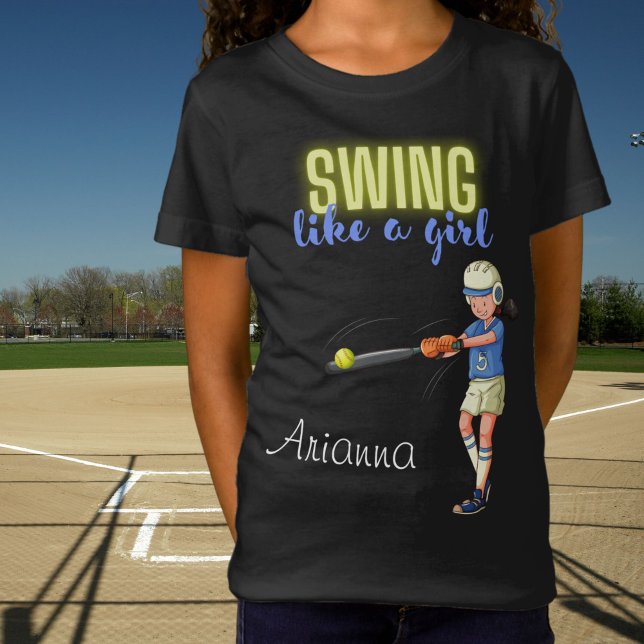 T-Shirt De Softball Fille (Swing Like A Girl Softball T-Shirt)