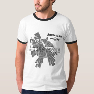 T-shirt de sonnerie de carte d'Amsterdam