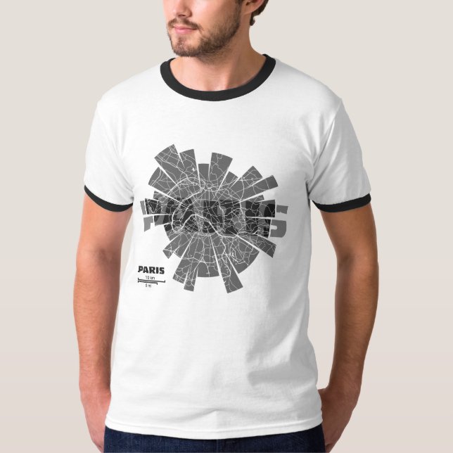 T-shirt de sonnerie de carte de Paris (Devant)