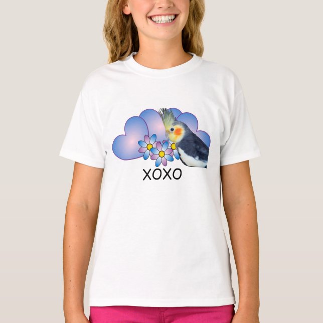 T-shirt de sonnerie de filles avec le Cockatiel de (Devant)
