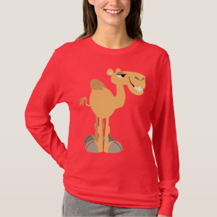 T-shirt de sourire de femmes de chameau de bande
