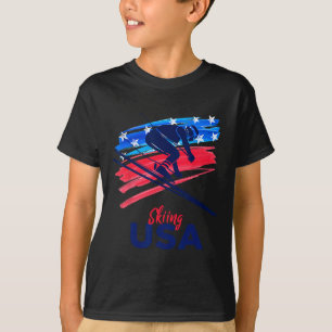 T-Shirt de soutien à l'équipe de ski Usa Drapeau U
