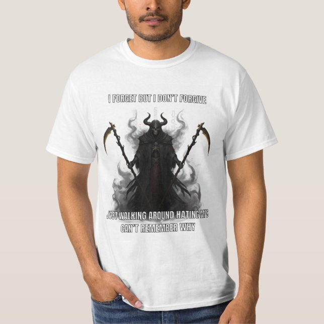 T-shirt de squelette de mème « Oublie mais ne pard (Devant)