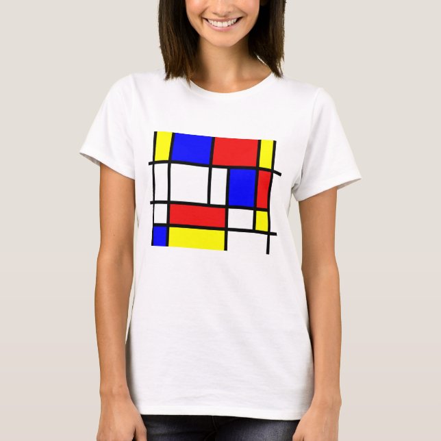 T-shirt De Stijl – Style Mondrian coloré et géométrique (Devant)