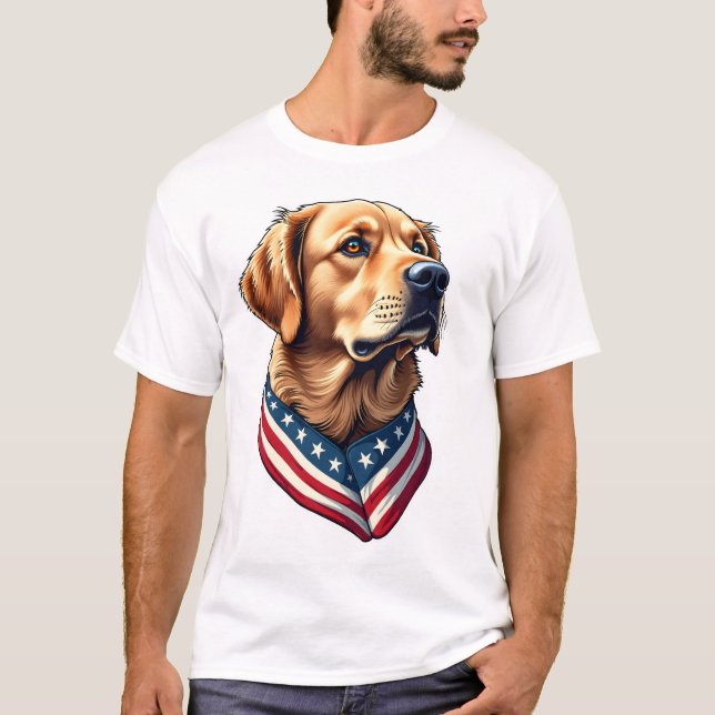 T-shirt de style drapeau américain pour Golden Ret (Devant)