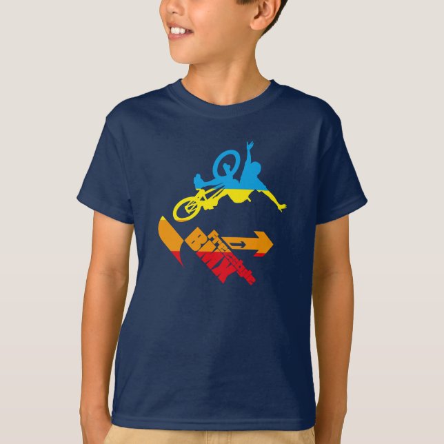 T-shirt de style libre des enfants BMX (Devant)