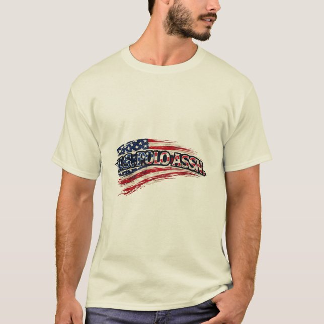 T-Shirt de style polo avec drapeau américain vinta (Devant)