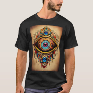 T-shirt de style tatouage pour yeux maléfiques ins