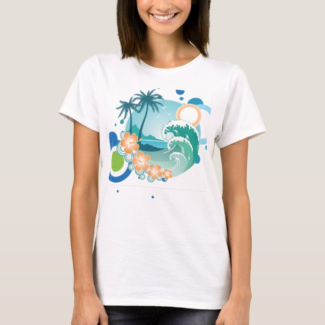 T-shirt de surf d'île (Devant)