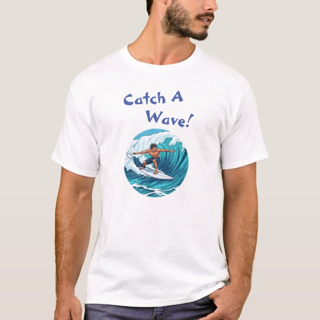 T-shirt de surfeur graphique Catch-A-Wave (Devant)