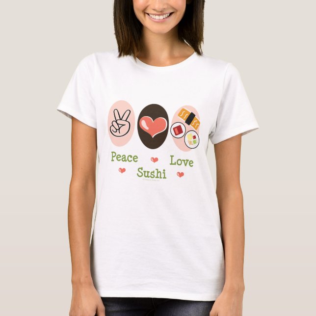 T-shirt de sushi d'amour de paix (Devant)