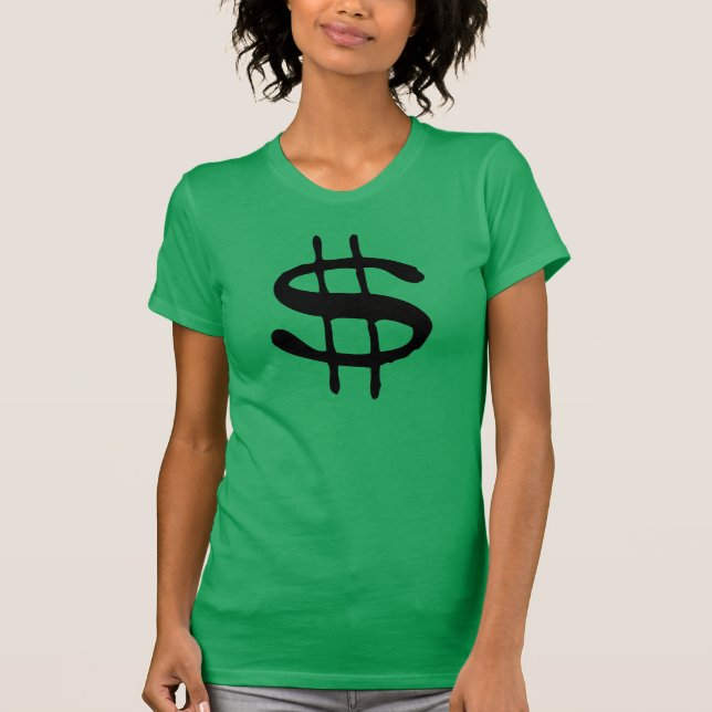 T-shirt de symbole dollar d'argent (Devant)