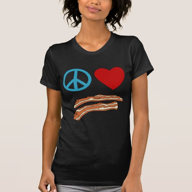 T-shirt de symbologie de lard d'amour de paix, (Devant)