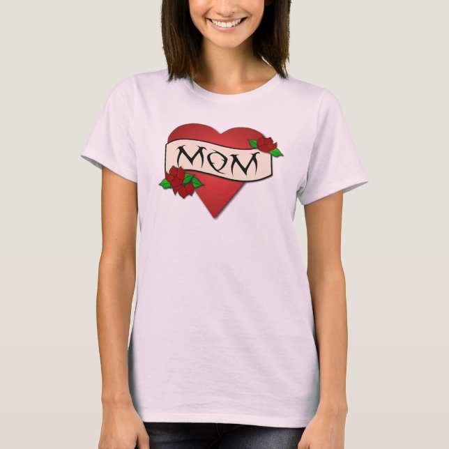 T-shirt de tatouage de coeur de maman (Devant)